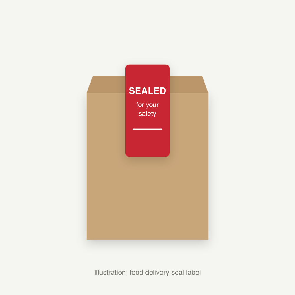 Illustration of a food delivery seal label