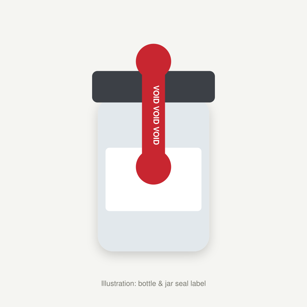 Illustration of a bottle and jar seal label
