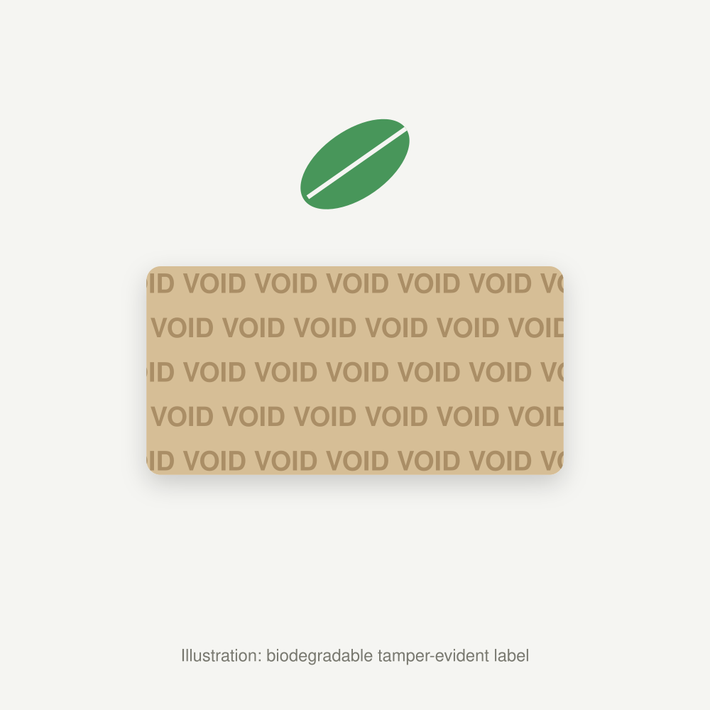 Illustration of a biodegradable tamper-evident label