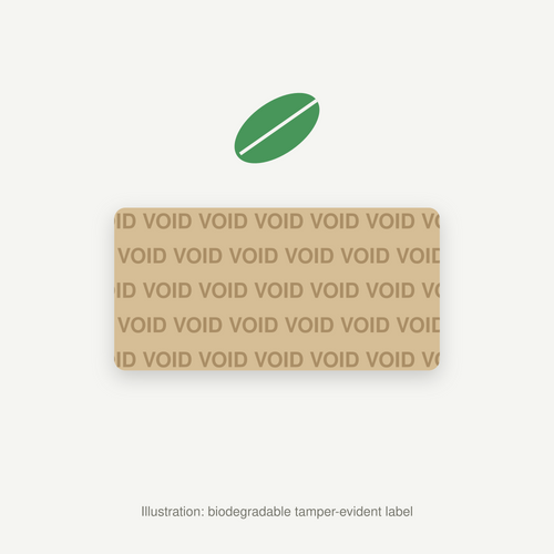 Illustration of a biodegradable tamper-evident label